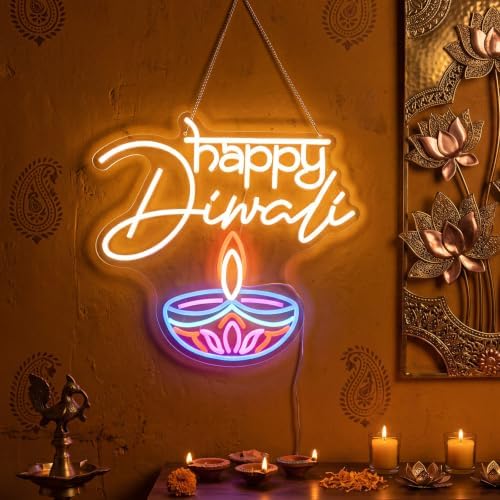Zhengmy Happy Diwali Neon Sign, USB Powered LED Light for Wall Decor - Image 6
