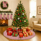 Ridhi Choclate Cosmos Hand Block Print Cotton Christmas Tree Skirt 70 Inch - Image 3