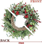 Sggvecsy 22 Inch Artificial Christmas Wreath for Front Door Xmas Red Berry Wreath with Pine Needles Pine Cones Eucalyptus Leaves Christmas Decorations for Winter Wall Outdoor Home Holiday Xmas Decor - Image 6