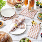 SmoothNovelty 24 Pack Buffalo Plaid Cloth Napkins 18x18 Inch Checkered Cloth Napkins Scalloped Soft Cotton Table Mat Washable Reusable for Dinner Wedding Holiday Birthday Parties (Classic,Khaki) - Image 4