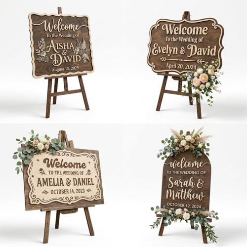 Personalized Bright Botanical Wedding Welcome Sign - Custom 3D Wood Airy Ceremony Entrance & Reception Board for Modern Boho, Garden or Scandinavian Venue - Multiple Sizes - Image 5