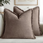 MIULEE Linen Fringe Decorative Fall Throw Pillow Covers Malt Ball 20x20 by MIULEE