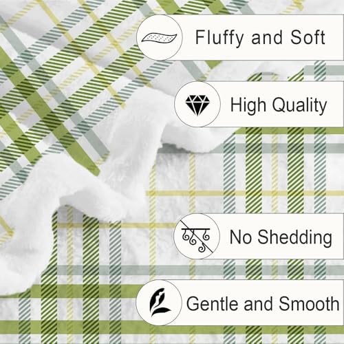 JAWO Buffalo Plaid Check Throw Blanket, Plaid Pattern Pastel Light St Patrick Theme Green Checkered Gingham Cozy Bed Couch Blanket, Soft Comfy Fleece Flannel Throws Blankets Livingroom Bedroom Decor - Image 2