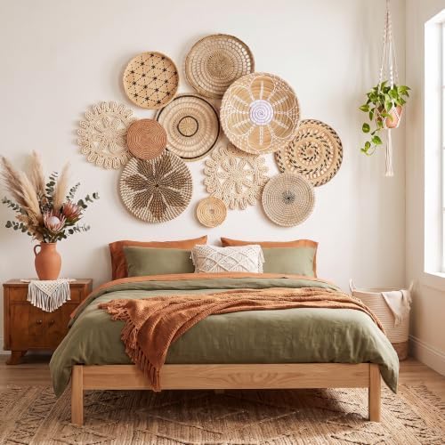 11 Pcs Boho Wall Basket Decor, Bulrush Woven Wall Hanging (Savanna) - Image 6