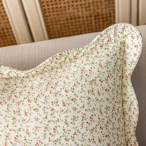 vctops Set of 2 Cotton Quilted Decorative Square Throw Pillow Covers with Scalloped Floral Pattern Soft Cushion Case for Couch Sofa Bed (Green,18"x18") - Image 7