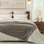 EverGrace Chenille Knit Throw Blanket for Couch, 60"x80", Taupe - Image 6
