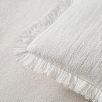 MIULEE Boho Linen Fringe Decorative Throw Pillow Covers White 18x18 - Image 3