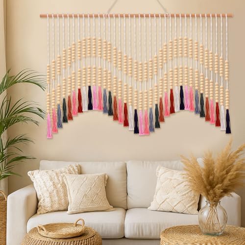Tiamon Boho Wall Decor - 59'' W x 42'' L Macrame Wall Hanging Large Tapestry Art for Bathroom Farmhouse Bedroom Living Room Nursery Classroom Bohemian Natural Modern Rustic Style Decoration - Image 4