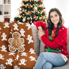 FuWeave Christmas Gingerbread Man Throw Blankets Pillow Set Include Double Sided Flannel Blanket 50 x 60 Inch and Gingerbread Man Plush Throw Pillows Cushion for Home Family Couch Sofa Bed Decorations - Image 5