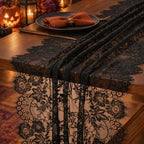 6 PCS Black Lace Table Runner 30x120 Inch Vintage Halloween Party Decor - Image 2