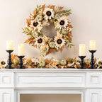 Glitzhome Fall Maple Leaf Garland - 6FT Artificial Sunflower Pumpkin Autumn Garland Decoration for Wedding Party Thanksgiving Dinner Fireplace Door Frame Doorway Backdrop Decor - Image 7