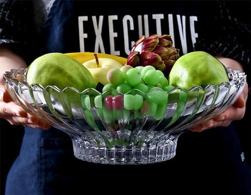 Extra Large Glass Fruit Bowl or Decorative Bowl, Center Bowl，Used for Kitchen Counter or Living Room Central Table Decoration (White) - Image 4