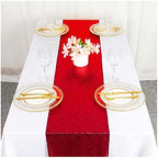 Red Sequin Table Runner 12 Pack 12''x108 Glitter Table Runner - Image 2