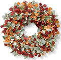 Waipfaru Fall Decor, 22 Inch Fall Wreaths for Front Door, Autumn Door Wreath with Lambs Ears Leave Eucalyptus Leaves Pumpkin Thanksgiving Harvest Halloween Farmhouse Home Porch Indoor Decor(2 PCS) by Waipfaru