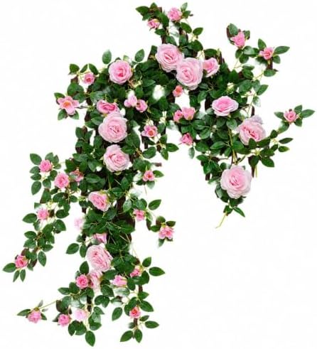 71in Artificial Rose Vine Silk Flower Garland Wedding Decor(Light Pink) by Unknown