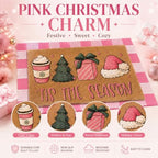 Tinideya 2 Pcs Pink Christmas Layered Doormat Set, Holiday Front Door Mats - Image 5
