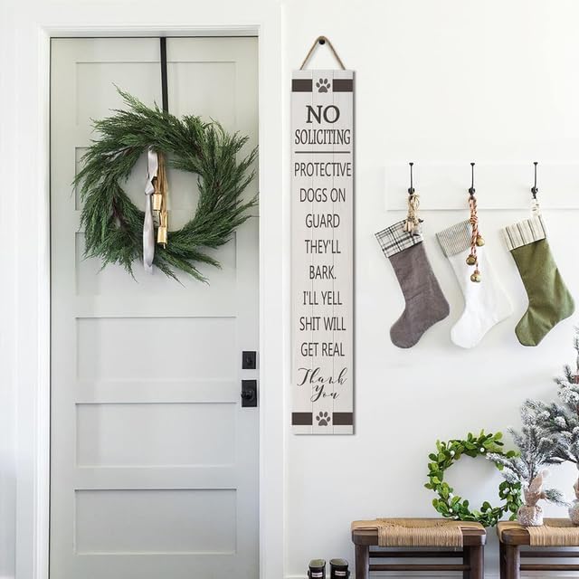 No Soliciting Wood Porch Sign 8inx48in Tall Wood Go Away Frame Vertical Leaner Farmhouse Large Do Not Disturb Sign for Front Door Deck Patio or Wall Decorations - Image 4