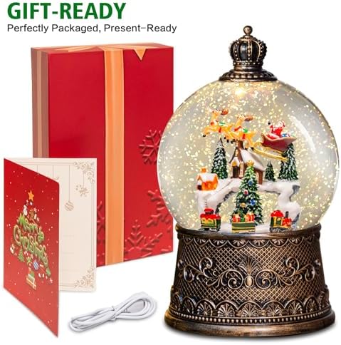 Christmas Snow Globes Lantern with Music, Winter Village Scene Snow Globes with Swirling Glitter Effects, USB/Battery Powered with 6-Hour Timer, Christmas Decorations - Image 5