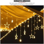 Gavigain Star Moon Curtain String Lights, 10ft 126 LED Ramadan Outdoor Lights with Steady/Flashing Modes for Halloween, Christmas, Camping, Patio Decor - Image 5