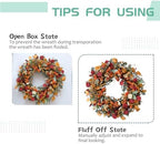 24 Inch Fall Wreath with Berries Eucalyptus for Front Door - Image 6