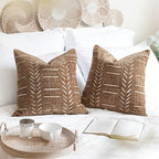 BlissBlush Decorative Throw Pillow Covers 18X18 Set of 2, Brown Boho Farmhouse Cushion Cover, Cozy Soft Accent Pillowcase for Couch Sofa Bed Living Room Home Décor - Image 5
