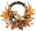 Valery Madelyn 18'' Fall Wreath for Front Door with Owl Pumpkin by ValeryMadelyn