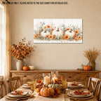 WAXWHELK Pumpkin Fall Canvas Wall Art, White Pumpkins and Orange Flowers Autumn Painting Pictures, Rustic Farmhouse Artwork for Living Room Bedroom Thanksgiving Home Decor (24"x47") - Image 4