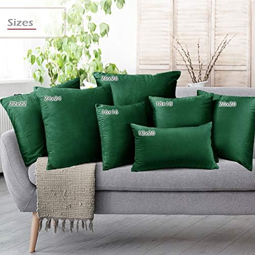 Nestl Throw Pillow Covers, Cozy Velvet Decorative Autumn Pillow Covers 22 x 22 Inches, Soft Solid Couch Pillow Covers for Sofa, Bed and Car, Set of 2 - Hunter Green - Image 6