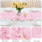 16 Pack Pink Cheesecloth Table Runner 21.5 x 120 Inches Boho Gauze Table Runners 10FT Long Cheese Cloth Table Runner for Bridal Shower Baby Shower Birthday Party Wedding Decor - Image 4