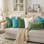 decorUhome Soft Chenille Throw Pillow Covers 26x26 Set of 2 Forest Green - Image 2