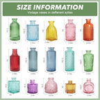 Colored Glass Vases Bulk 32 Pcs - Assorted Vintage Bud Vases for Wedding Centerpieces, Rustic Embossed Glass Bottles for Table Decor, Home Floral Arrangements with Bright Color Series (2-6 Inch) - Image 3