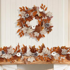 2 Pack 6 Ft Fall Garland with Lights & Timer, Thanksgiving Mantel Decor - Image 4