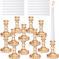 Suclain 24 Pcs Glass Candle Holder Set 12 Candlestick White Candles,Amber by Suclain