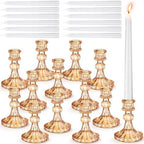 Suclain 24 Pcs Glass Candle Holder Set 12 Candlestick White Candles,Amber by Suclain