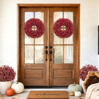 20 Inch Fall Wreaths for Front Door, Autumn Floral Outdoor Wreath - Image 4