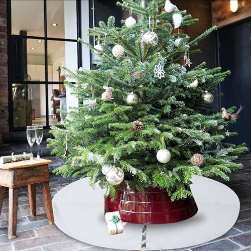 Sophia-Art Christmas Tree Skirt, Luxury Velvet Plush Skirt, Xmas Decoration Holiday Party Décor, Soft Velvet Home Décor Merry Christmas Party Christmas Tree Decorations (White,56 Inch) - Image 3