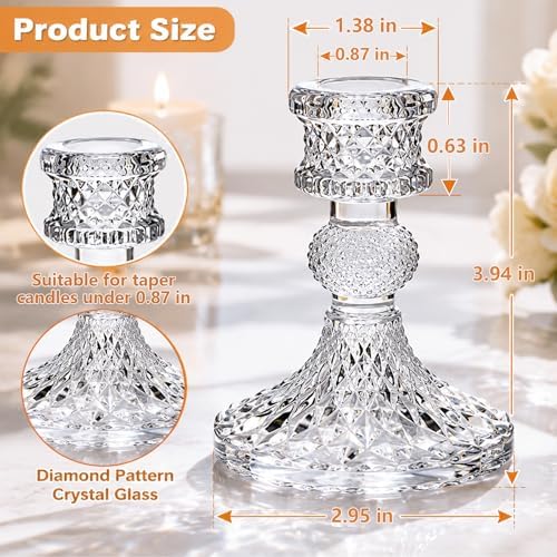 DARJEN Candlestick Holders Set,12Pcs 4" H Taper Candle Holders Bulk, Clear Glass Candle Holders for Wedding, Spring Party, Romantic Dinner, Festival & Windowsill Decor - Image 6