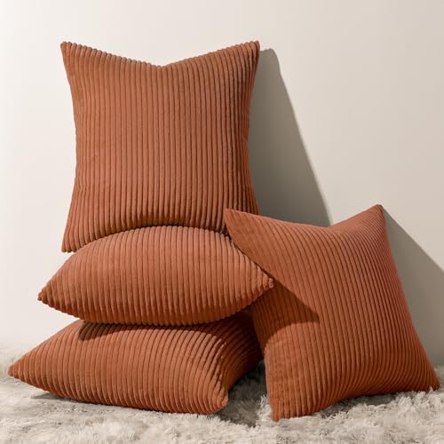 Topfinel Decorative Terracotta Throw Pillow Covers Cushion Cases, Set of 4 Soft Velvet Modern Double-Sided Designs, Rustic Fall Home Decor, Pillow Inserts Not Included 26x26 inch by Topfinel