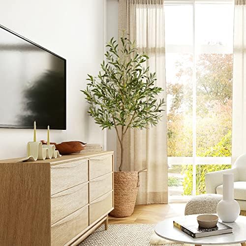 Warmplants Artificial Olive Tree 7ft Fake Plant with Woven Basket - Image 6