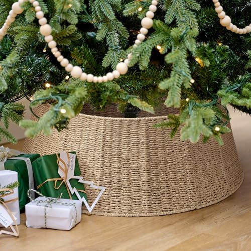 Hommtina Christmas Tree Collar- 26",Christmas Tree Base Christmas Tree Basket Collar for Home, Living Room,for Covering Tree Stand (Burlywood, 26 in) - Image 4