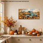 WAXWHELK Truck Fall Canvas Wall Art, Rustic Farmhouse Vintage Blue Truck Pumpkins and Sunflowers Painting Pictures, Autumn Thanksgiving Artwork for Living Room Kitchen Home Decor (12"x24") - Image 3