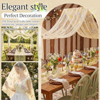 Lounsweer 3 Pcs Yellow Wildflower Table Runner 10ft Embroidery Tulle - Image 3