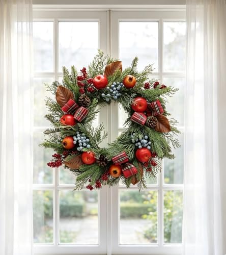Cynkeyee Fall Wreath for Front Door - 20 in Farmhouse Porch Decor - Image 4