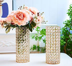 2 Pcs Gold Crystal Metal Tealight Candle Holder for Centerpieces, 10.4 inch Tall Blingbling Hurricane Candle Holder, Decorative Cylinder Vases for Centerpieces Room Decor Party - Image 2