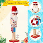 Blosssound 15" Christmas Hawaii Nutcracker Decor Wooden Hawaii Life Ring - Image 3