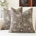 MATTINS Vintage Floral Patterned Throw Pillow Covers 24x24, Gray Brown 2PC by MATTINS