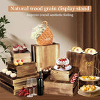 4 Pcs Buffet Risers with Mini Signs, Rustic Wood Cake Stands, Food Risers for Buffet Table, Dessert Display Stand, Wood Crates, Rustic Cake Stand for Party, Wedding, Birthday, Baby Shower, 4 Sizes - Image 6