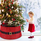 Poen Rattan Red Christmas Tree Collar for Artificial Trees 23.6 Inch Christmas Santa's Belt Tree Basket Base Collar Farmhouse Wicker Skirt Cover for Rustic Party Decoration - Image 7