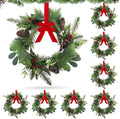 8 PCS 9" Small Christmas Norfolk Wreaths Mini Cabinet Wreaths for Kitchen with Red Berry Pinecone Cedar Bows Snowy Pine Wreath for Xmas Front Door Window Fireplace Home Table Pillar Stairs Decor by Unknown