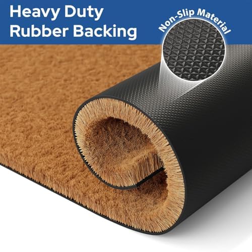 Barnyard Designs Natural Coco Coir Non-Slip Doormat (30x48, Plain Brown) - Image 5